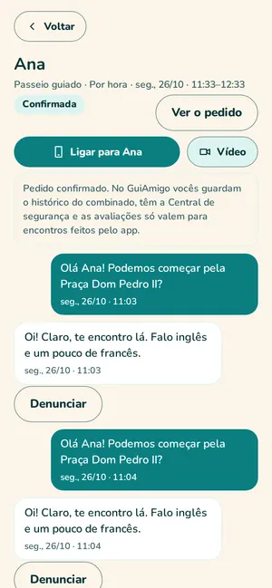 Conversa com um guia no app GuiAmigo